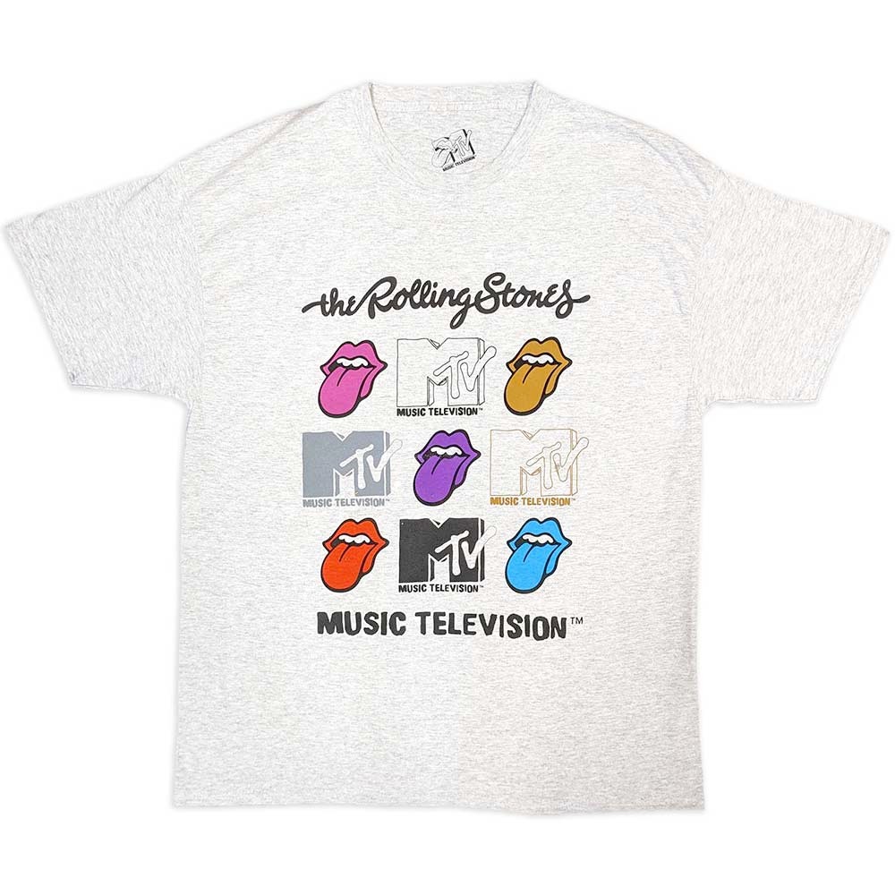 MTV - Rolling Stones Logo Grids Tshirt Homme - Gris